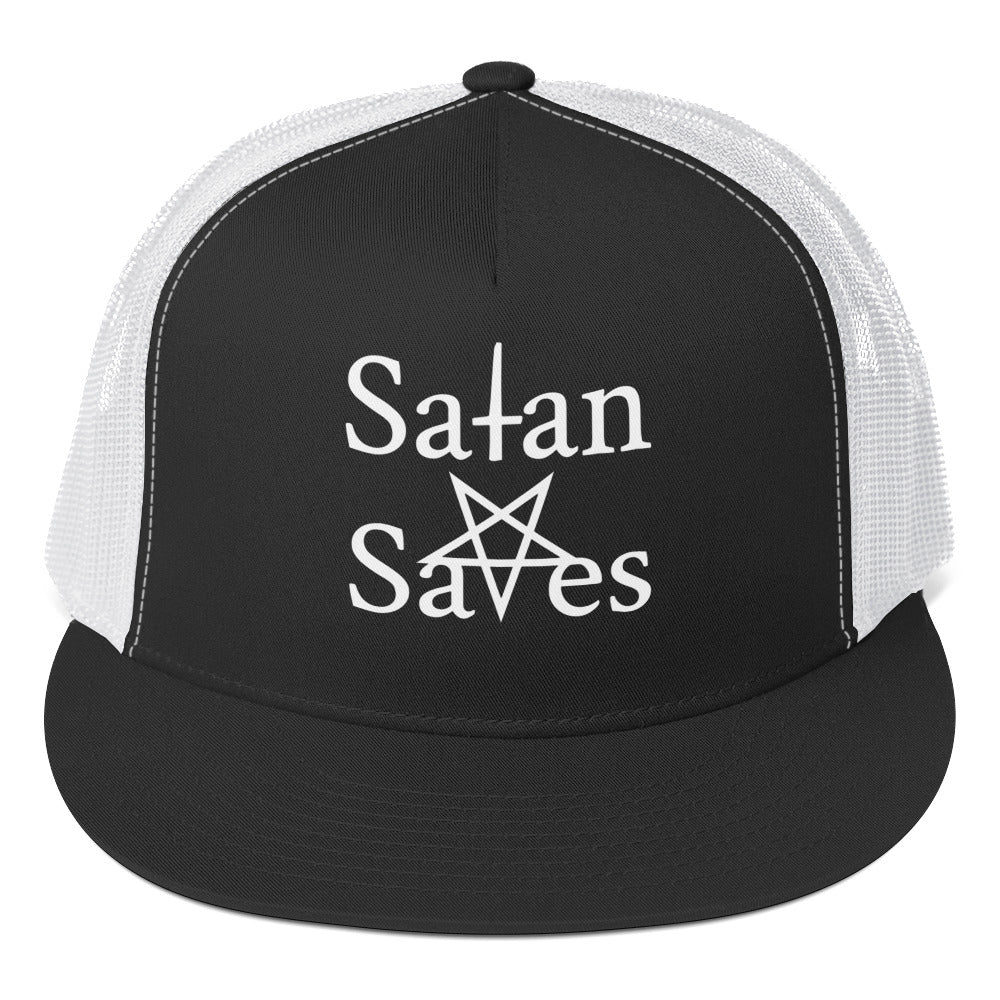 Satan saves logo hat goth accessory - front
