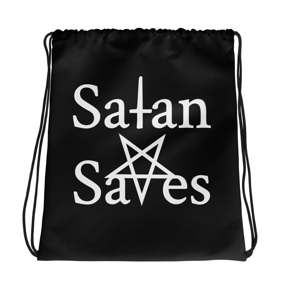 Live Deliciously Satanic Goth Drawstring Bag back
