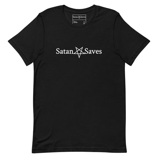 Satan Saves logo Unisex Satanic Goth t-shirt front