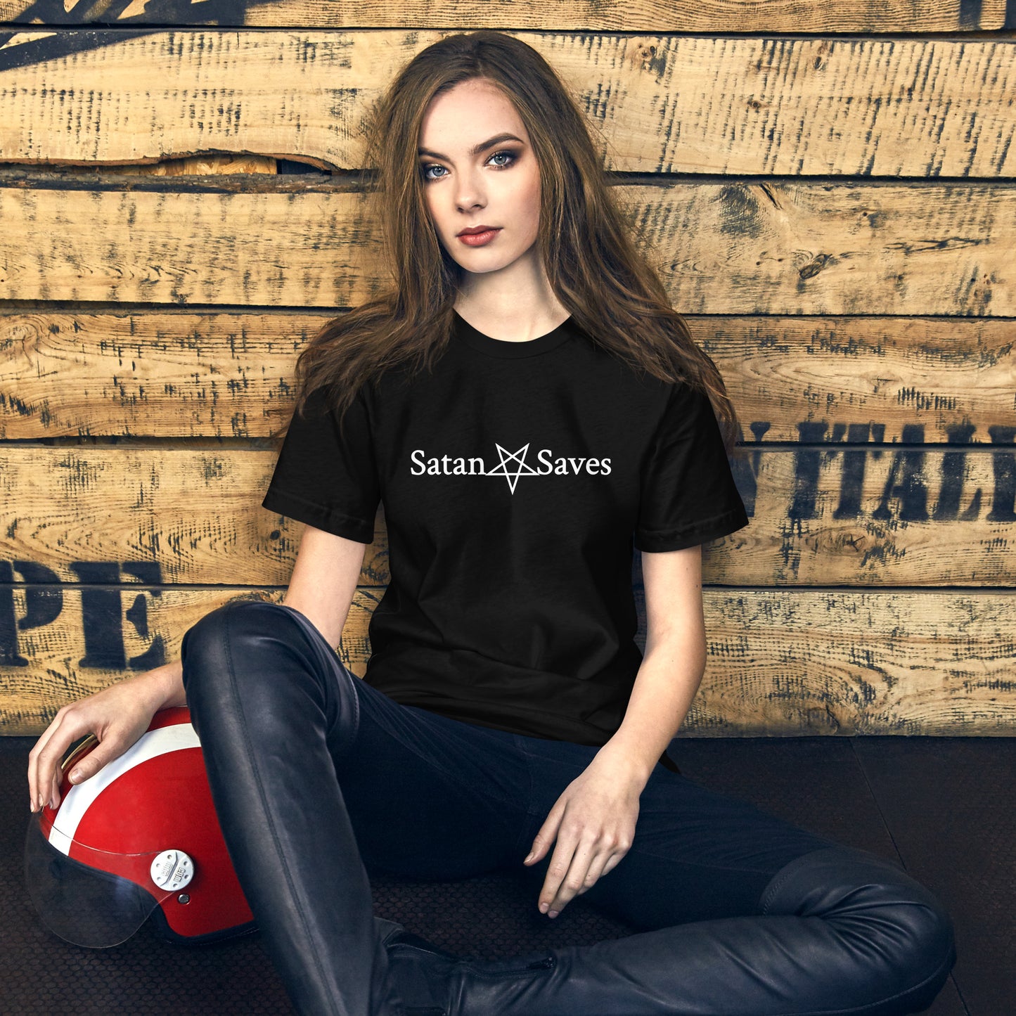 Satan Saves logo Unisex Satanic Goth t-shirt female