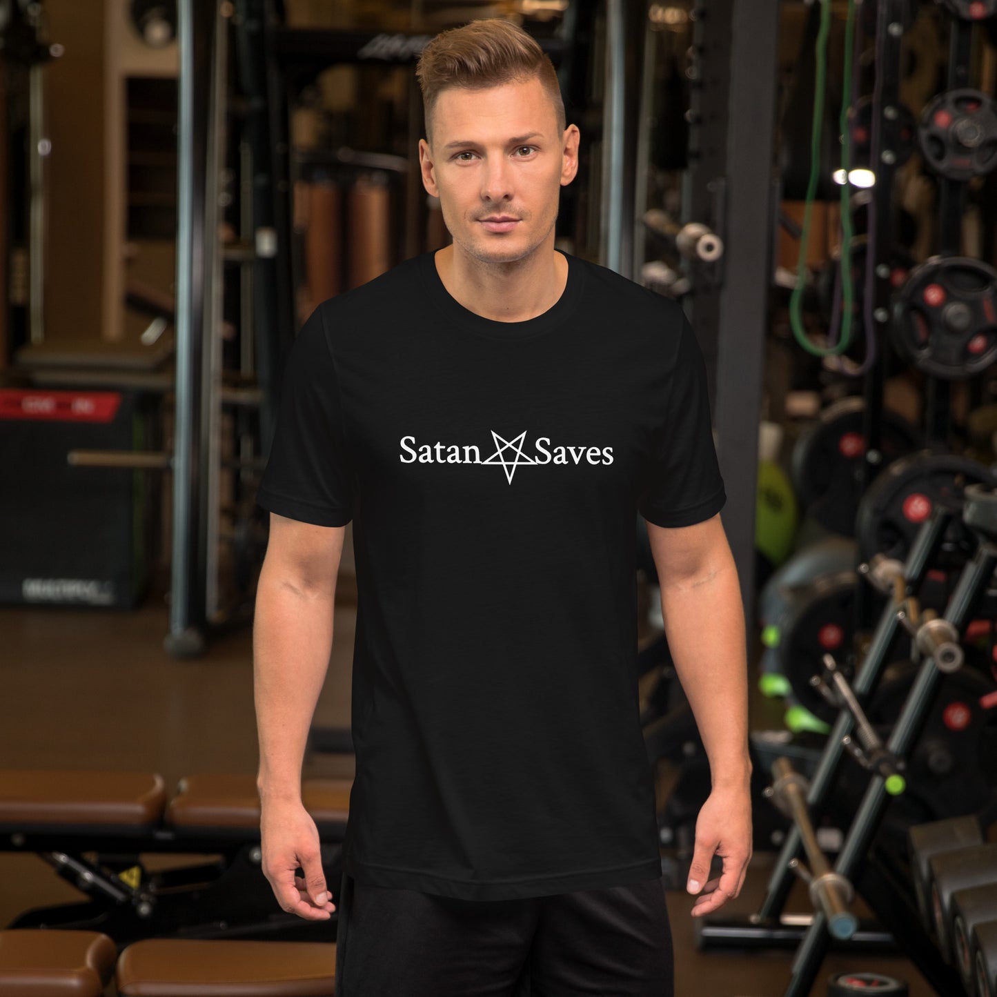 Satan Saves logo Unisex Satanic Goth t-shirt male