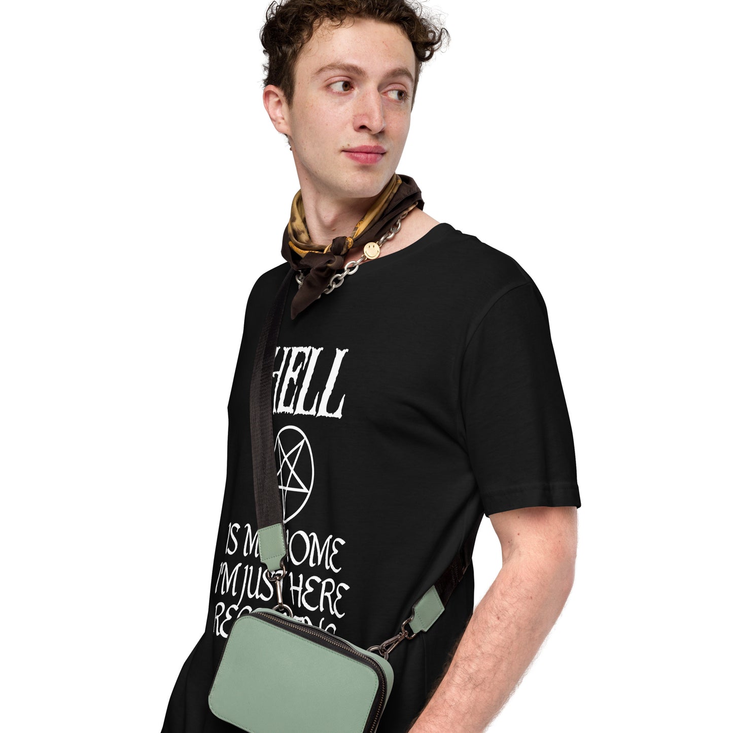 Hell is my home Unisex Satanic Goth t-shirt male model