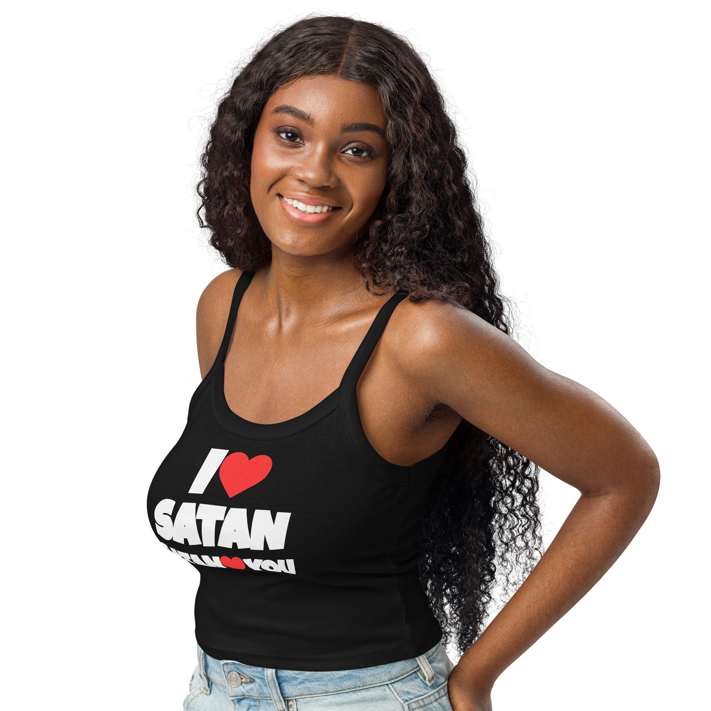 I love Satan - women Satanic Goth tank top model